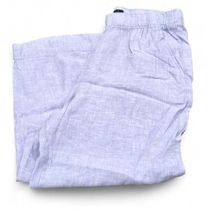 Tahari Light Blue 100% Linen Wide Leg Cropped Pants Size L NWOT
